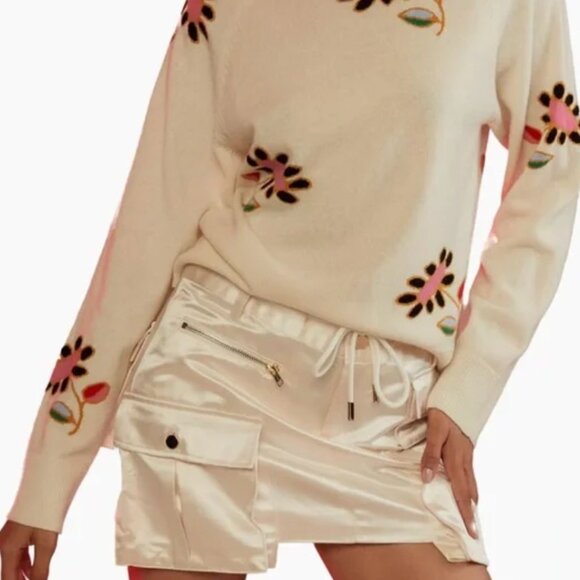 Cynthia Rowley Silk Mini Skirt With Puffed Cargo Patch Pockets - Picture 3 of 7